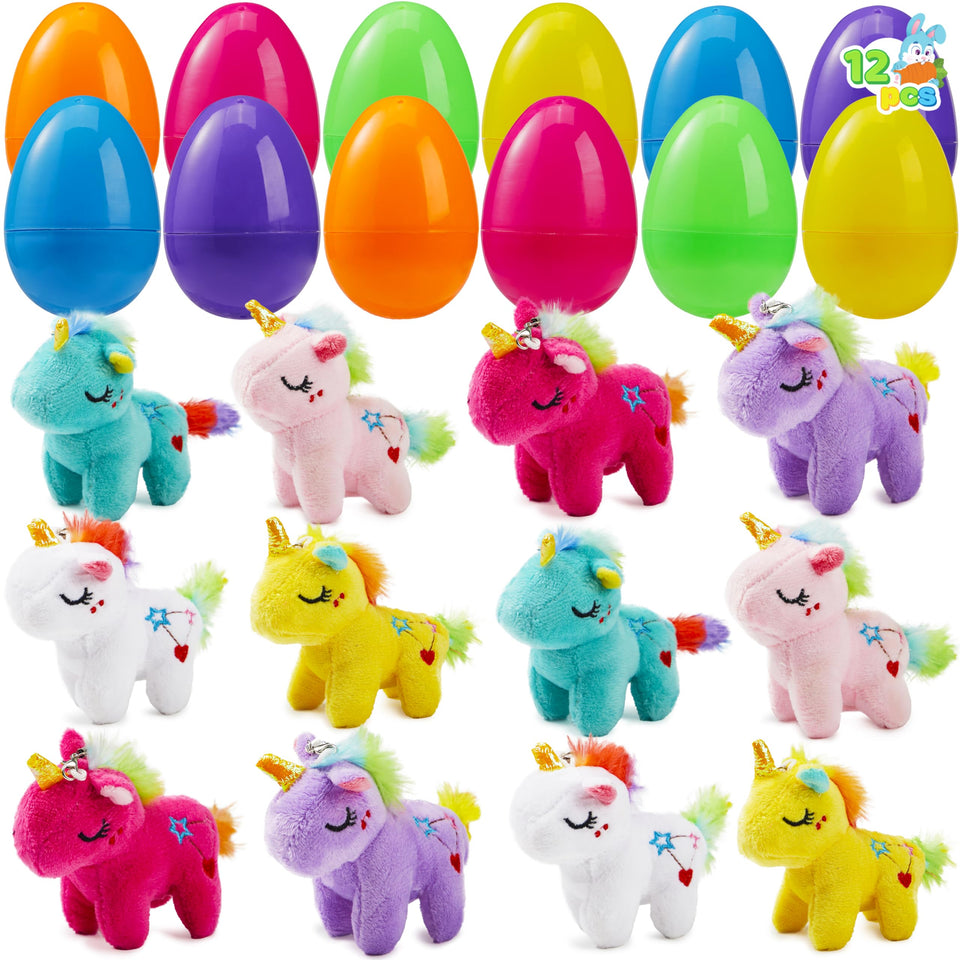 JOYIN 12-pack Easter eggs with plush unicorns for kids' celebration