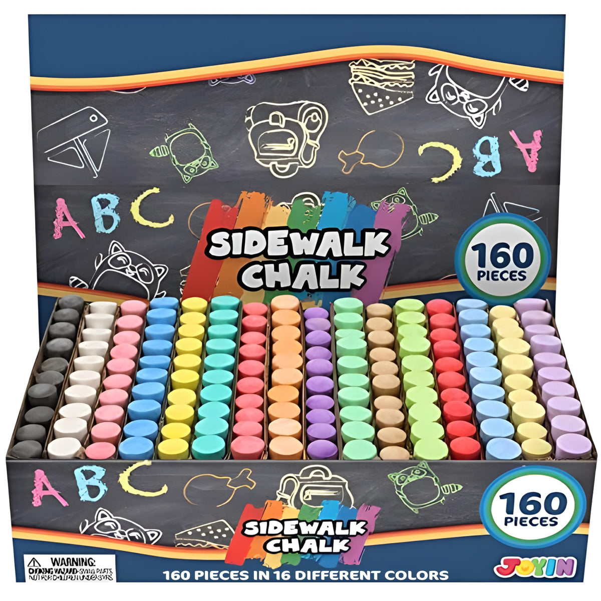 Joyin 160-pcs sidewalk chalk set in 16 colors ready for outdoor art and play