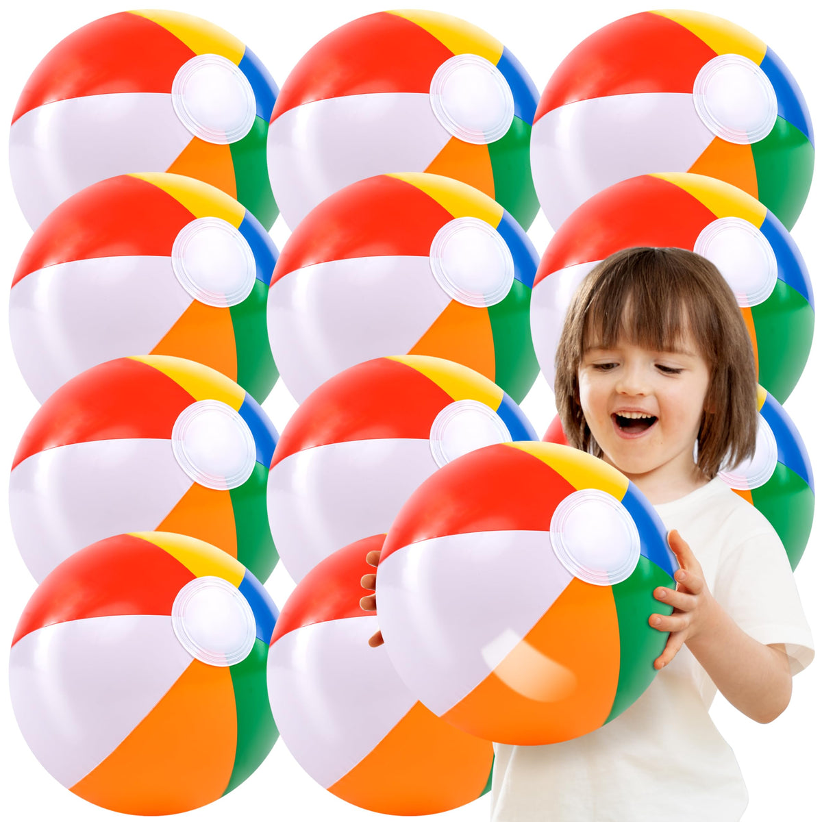 JOYIN 16 inch rainbow inflatable beach ball ready for pool party use