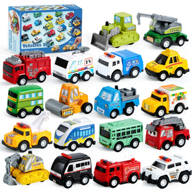 JOYIN 18-piece pull-back city cars set for imaginative play and learning.