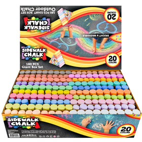 JOYIN 180-pcs washable sidewalk chalks in bright colors for outdoor art.