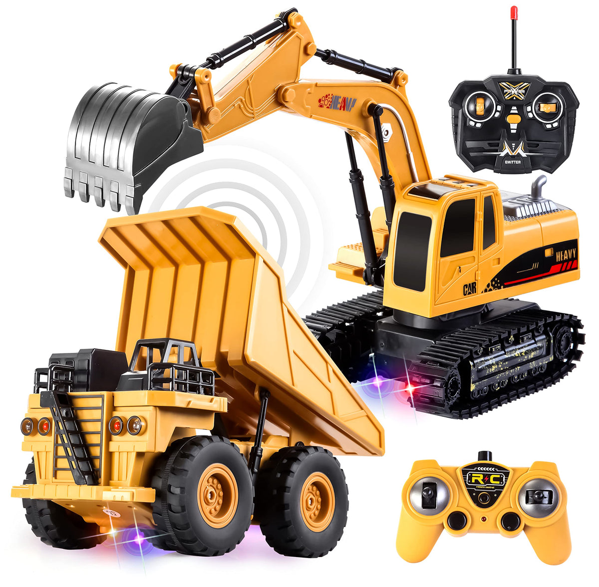 JOYIN 2-in-1 RC excavator action for imaginative digging play