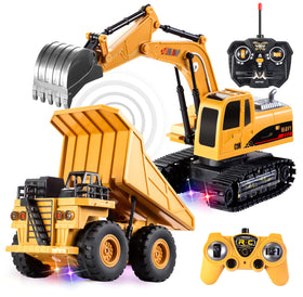 JOYIN 2-in-1 RC excavator action for imaginative digging play