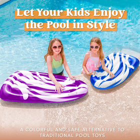 JOYIN inflatable body boards blue and purple provide stable grip handles during water play