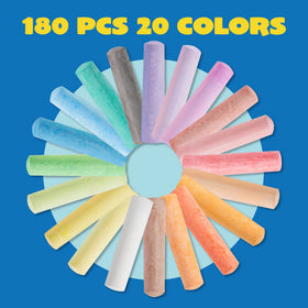 JOYIN 20-color chalk pack shown with vibrant hues for sidewalk drawings.