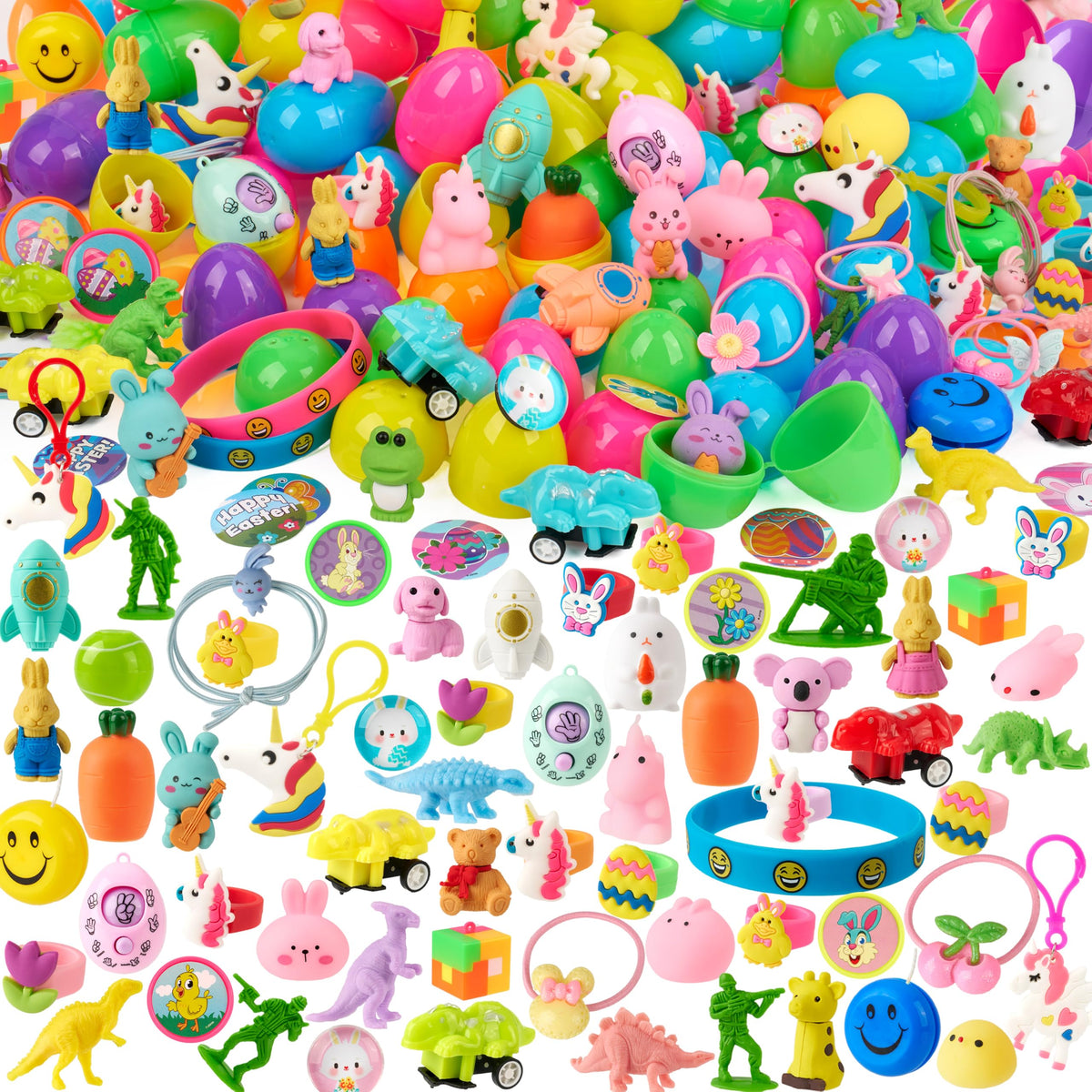 JOYIN 200-pcs prefilled Easter eggs pack ready for hunts and party prizes.