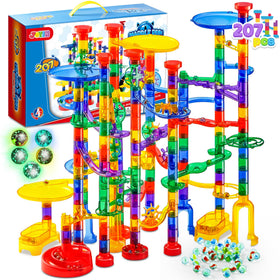 JOYIN 207Pcs glowing marble run set with tracks for creative STEM play