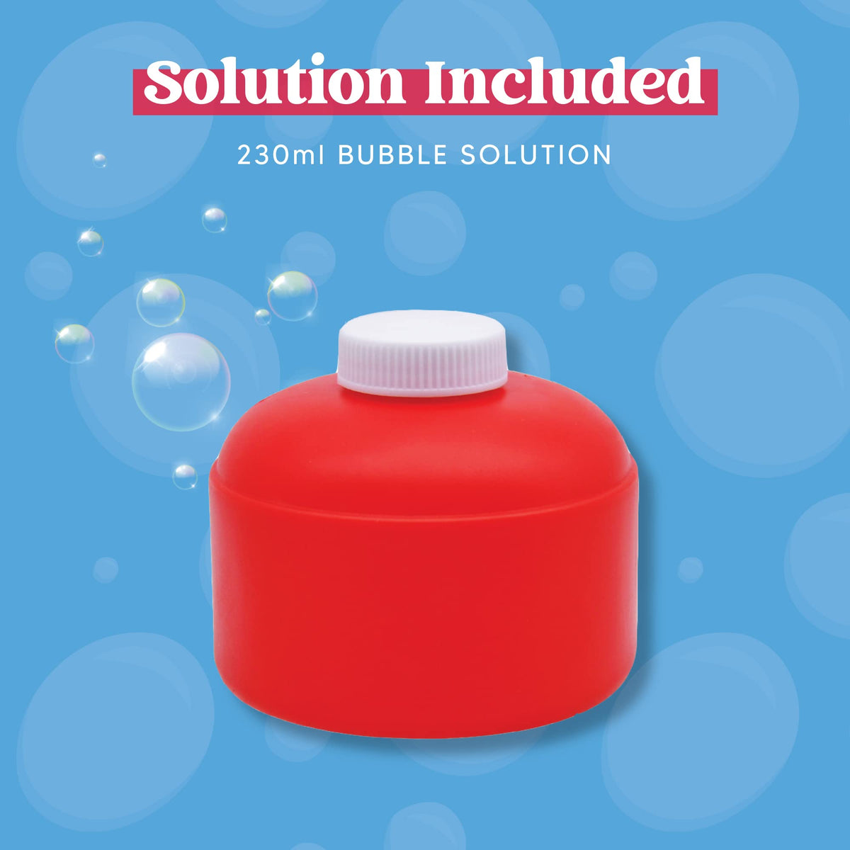 JOYIN 230ml bubble solution included for extended bubbly fun.