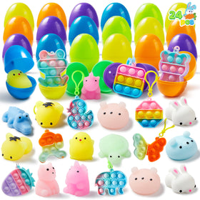 JOYIN 24-pcs pref-filled Easter eggs with festive colors for baskets and parties