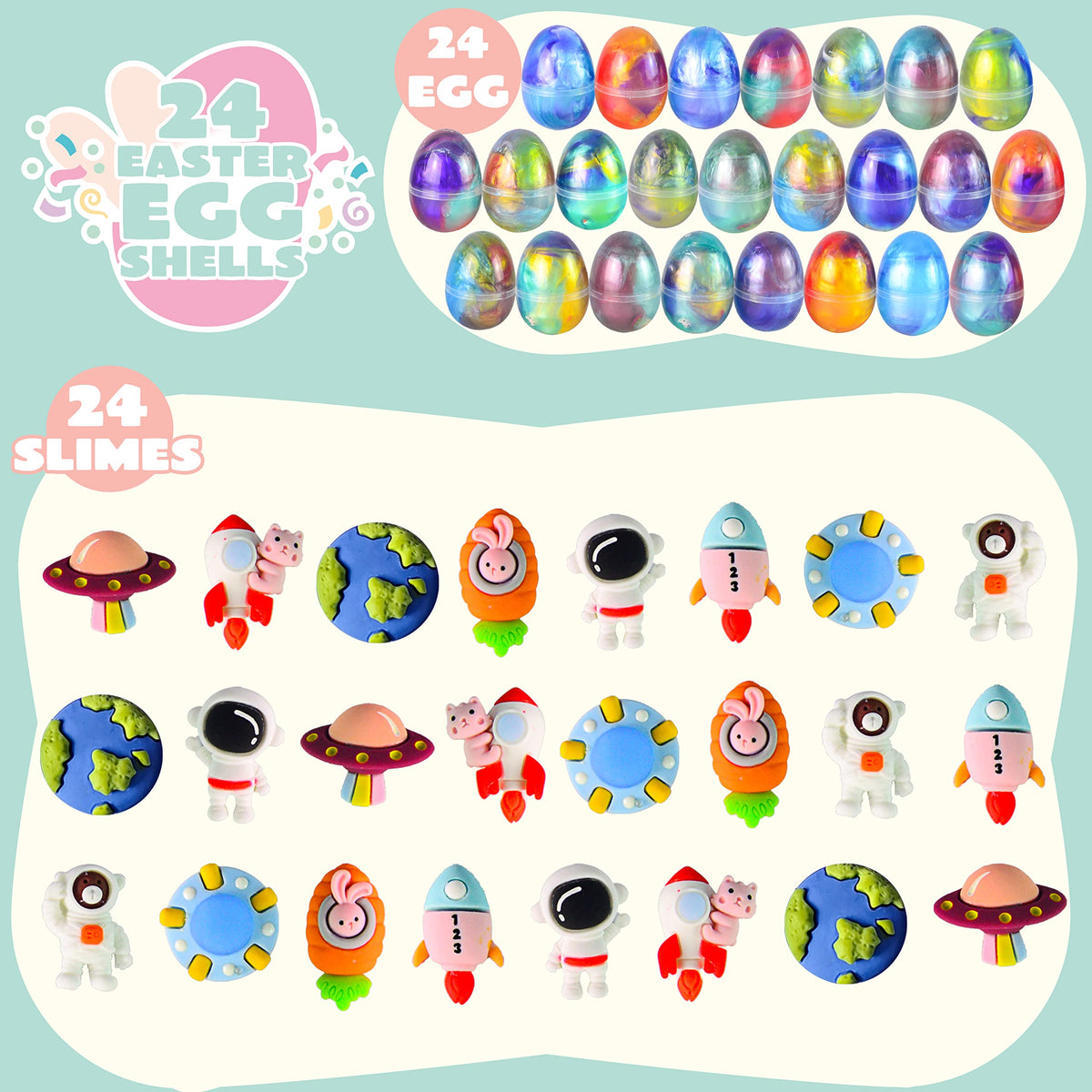 JOYIN 24 slime eggs with varied colors for Easter hunts.