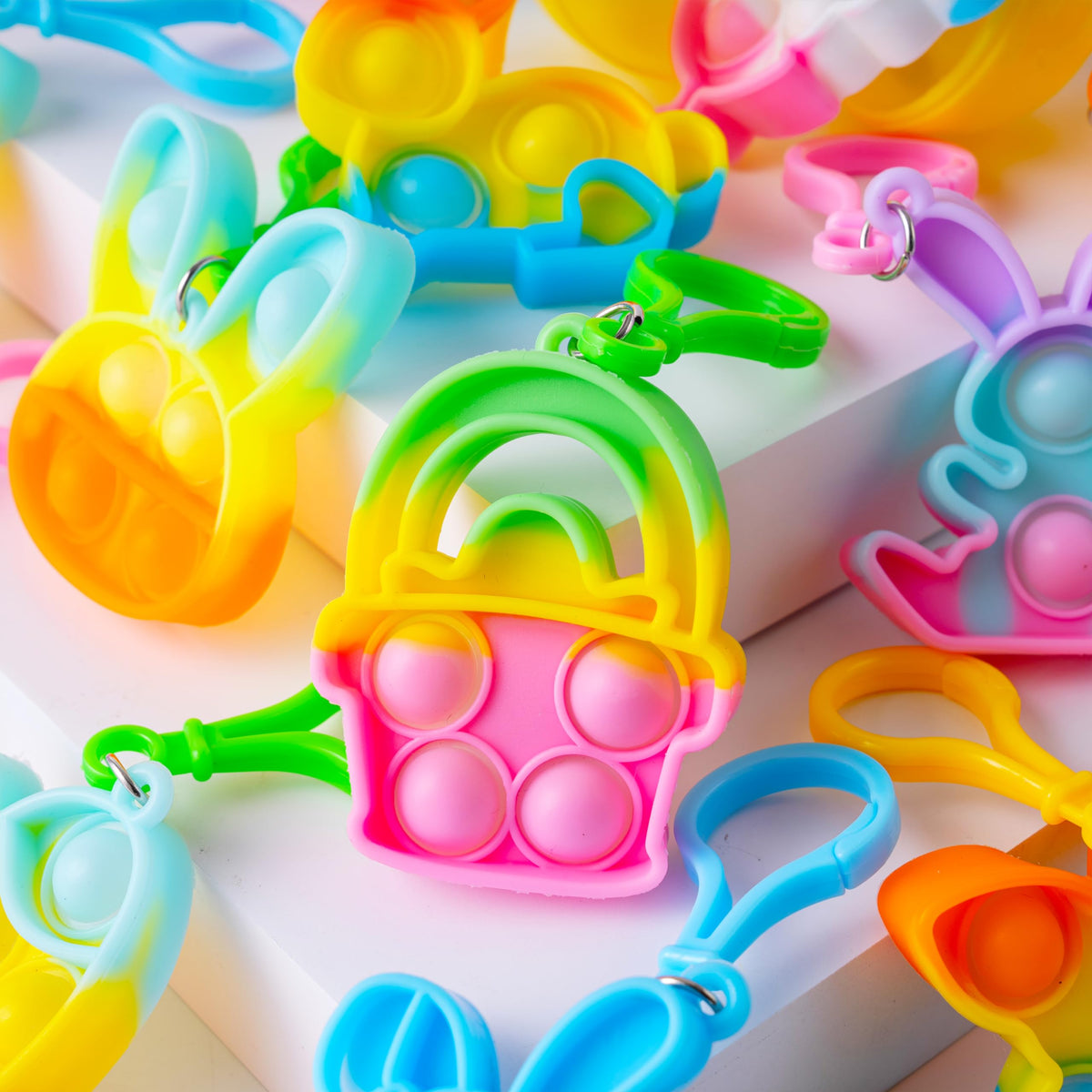 JOYIN double egg bubble keychain offering varied fidget play