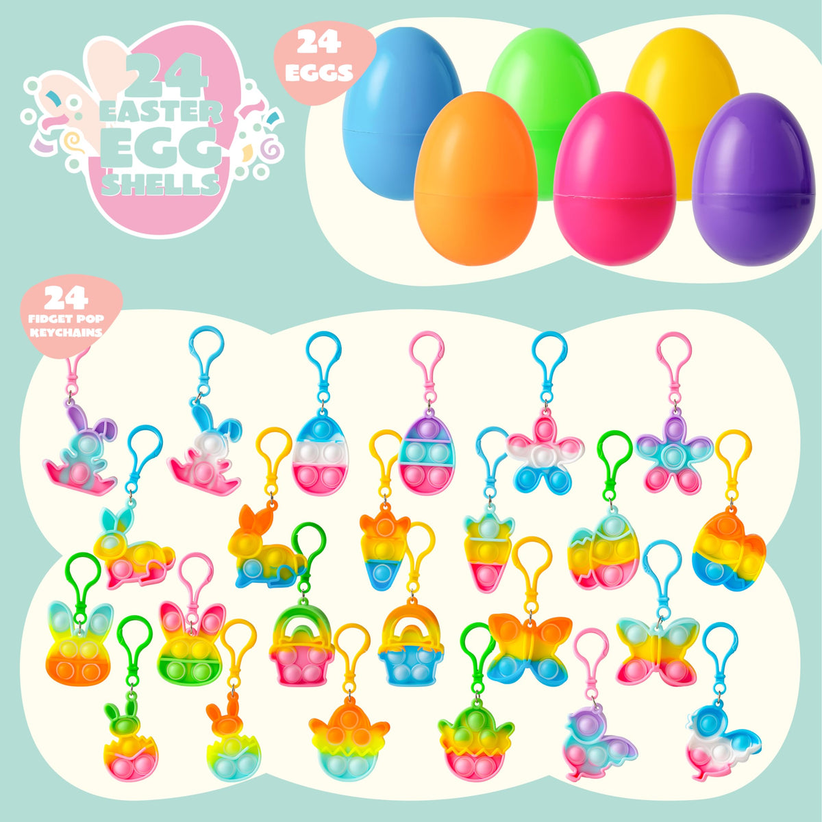 JOYIN bubble keychain Easter egg in egg shape for portable fidget fun