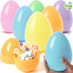 JOYIN 24-pack large pastel Easter eggs in a tray, perfect for memorable egg hunts.