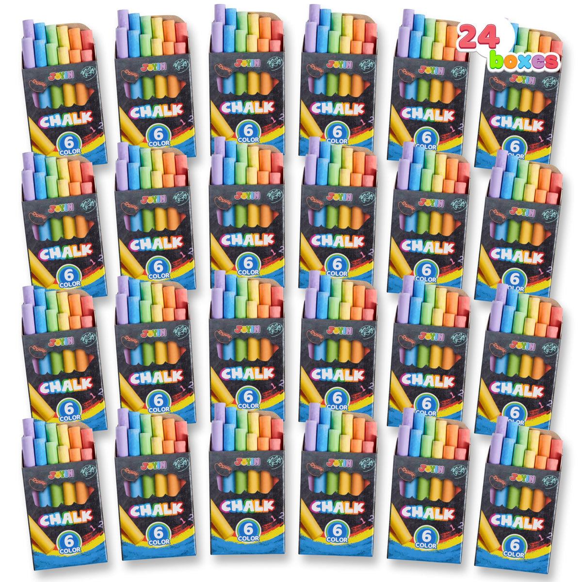 JOYIN 288-count mini chalk set in colorful boxes for classroom creativity.