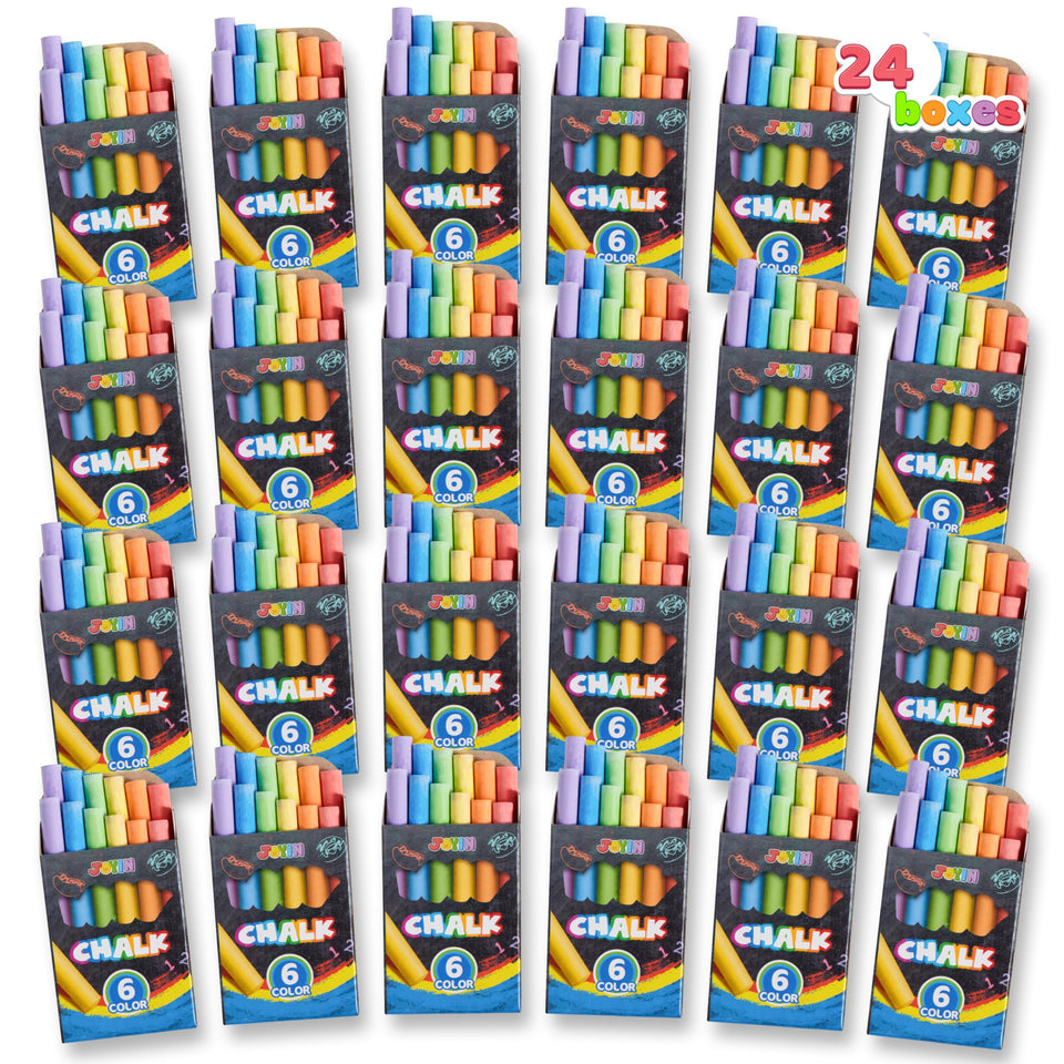 JOYIN 288-count mini chalk set in colorful boxes for classroom creativity.
