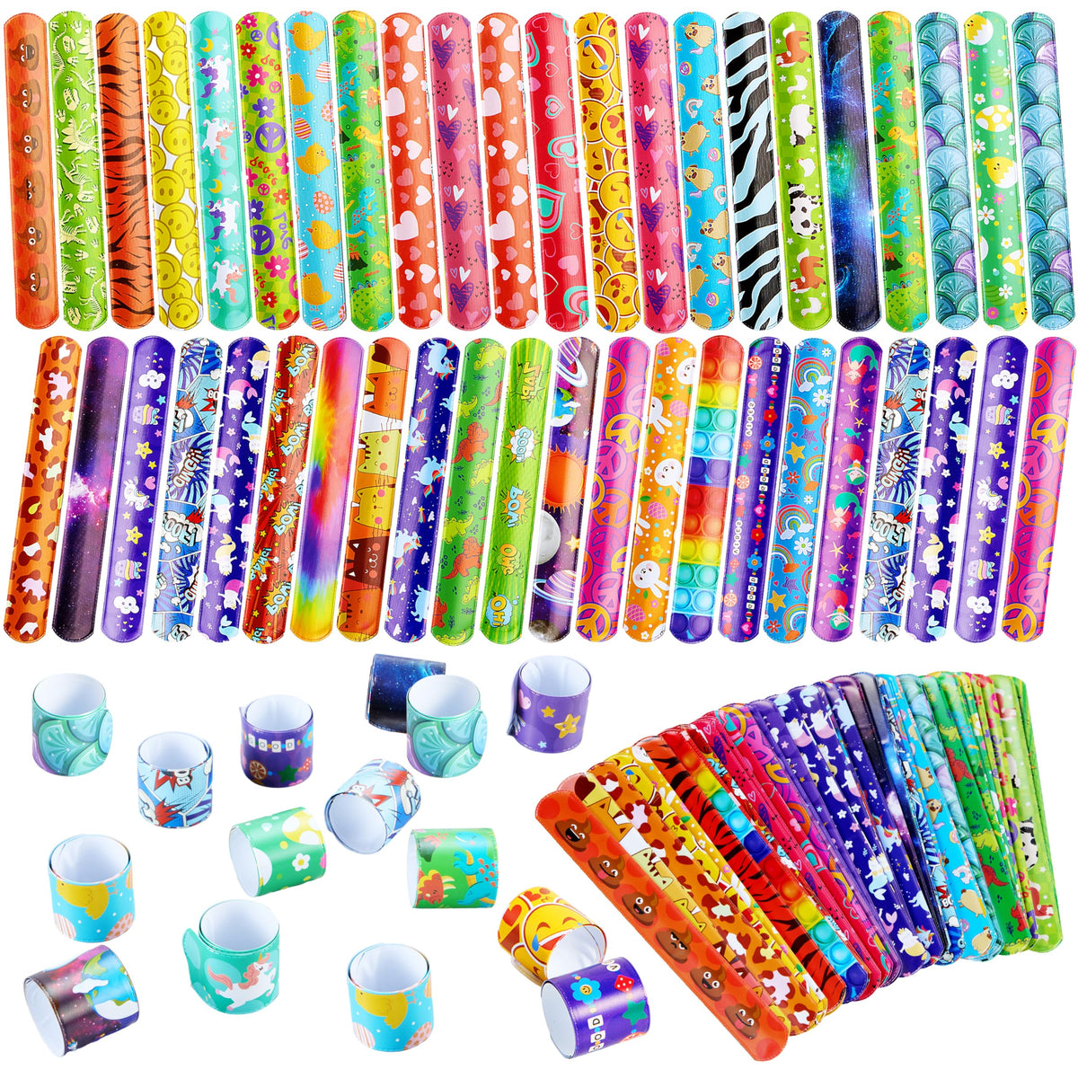 JOYIN slap bracelets with assorted designs for vibrant party favors and easy gift options.