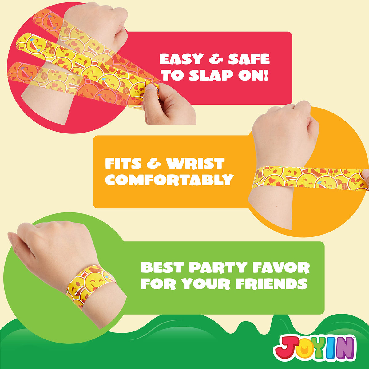 JOYIN bright colors slap bracelets perfect for parties, gifts, and classroom rewards.
