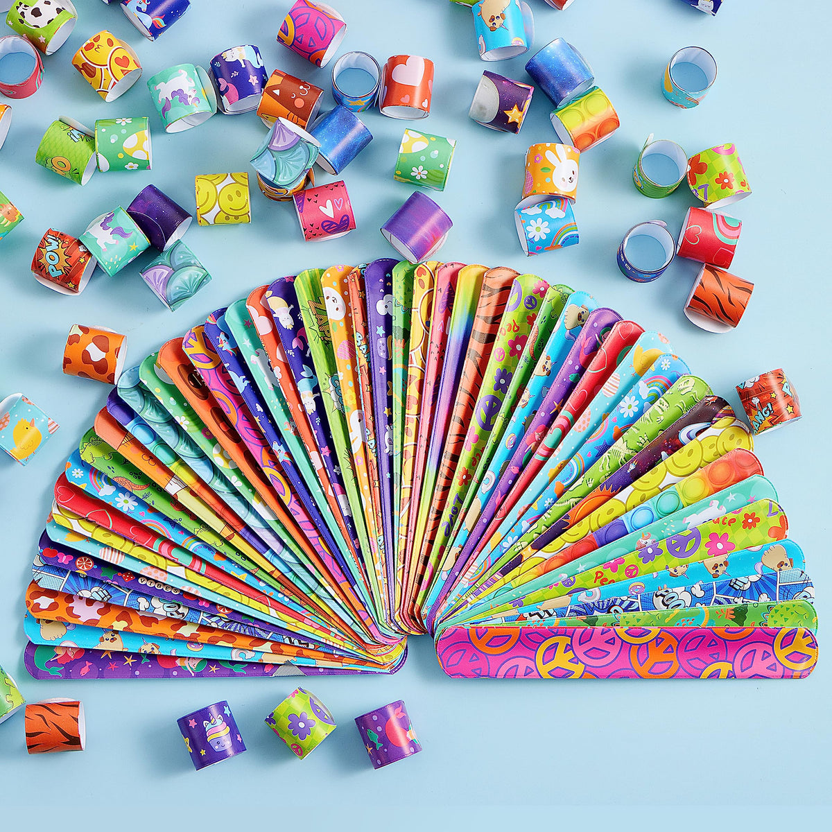 JOYIN slap bracelets useful as birthday prizes, pinata fillers, and carnival rewards.