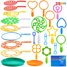 JOYIN 29-pcs bubble wands set with tray for easy outdoor play.
