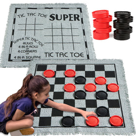 JOYIN 3-in-1 vintage giant checkers board, ideal for outdoor play and family game night.