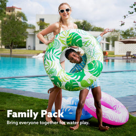 JOYIN 32-inch pool float featuring tropical leaves design for relaxing lounging.