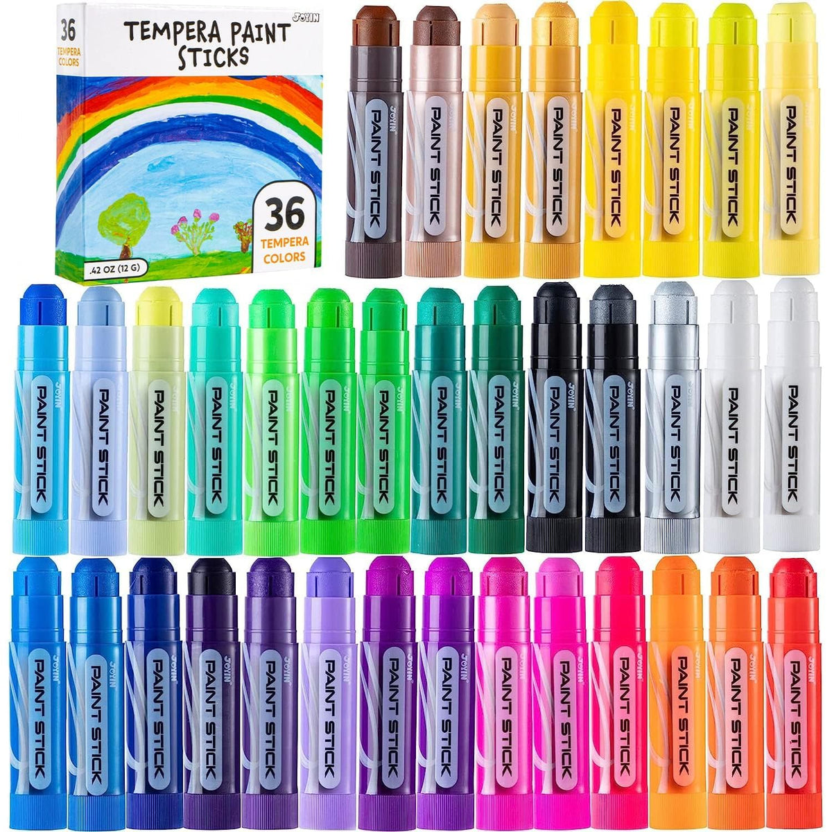 JOYIN 36-color tempera sticks pack for kids crafts and quick-dry projects