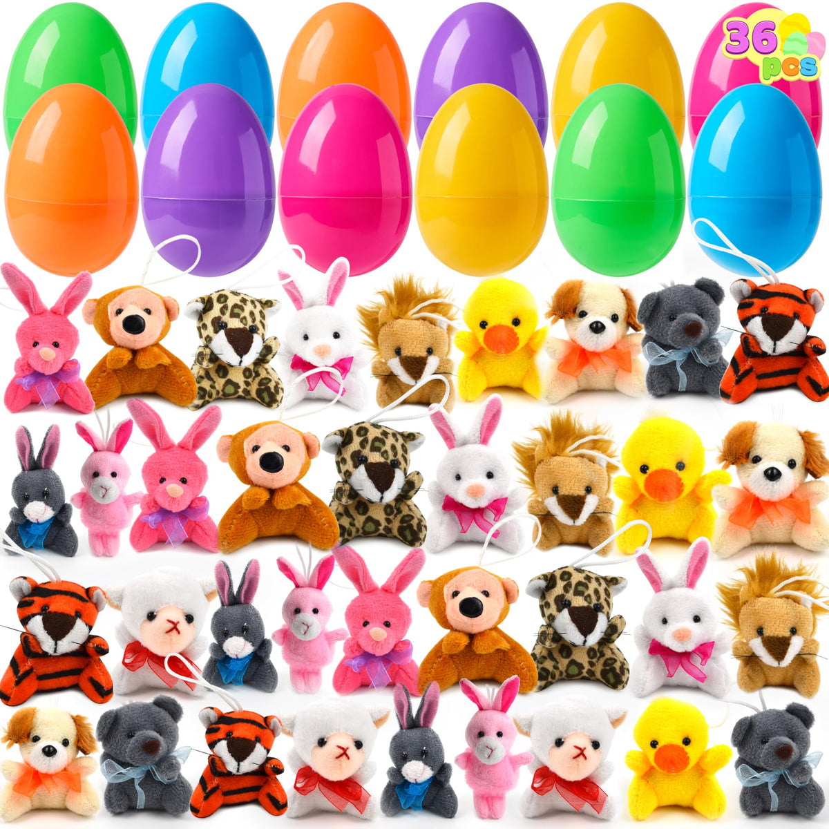 JOYIN 36 plush animals eggs collection for Easter egg hunts.