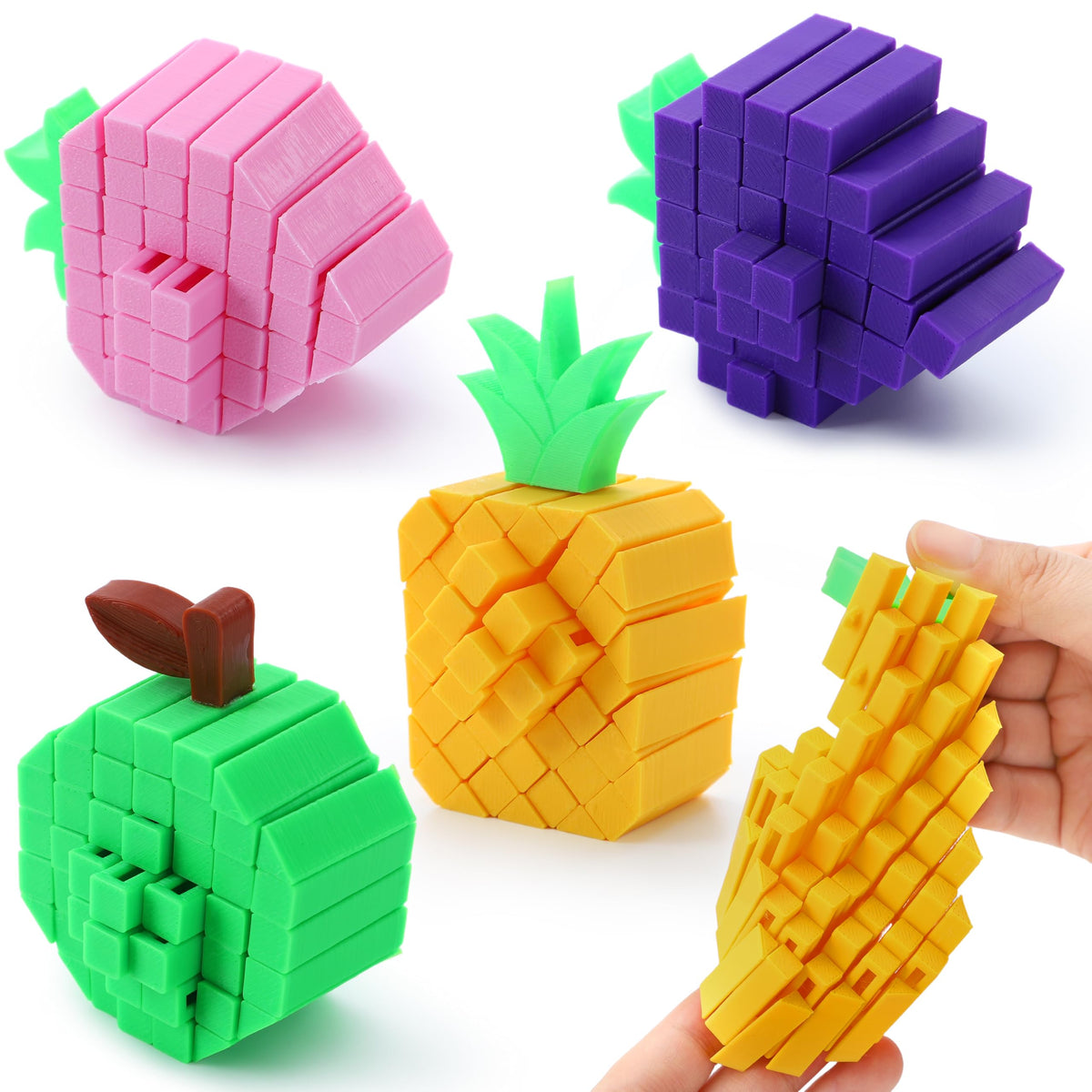 JOYIN 4 Pcs fidget fruit pineapple toy, flexible and fun for stress relief.