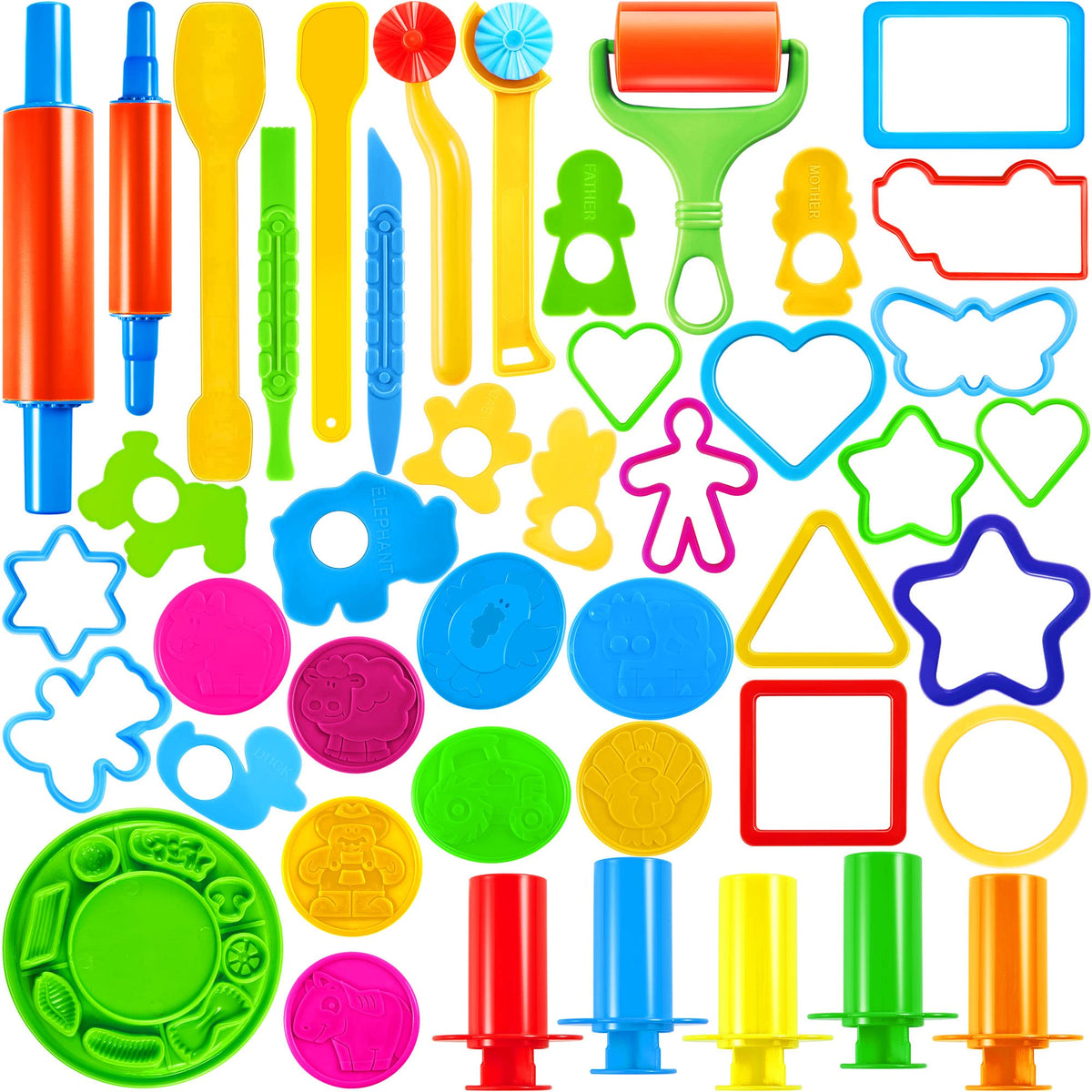 JOYIN 44 clay tools set rolling pin helps kids practice rolling with easy-to-grip handles.