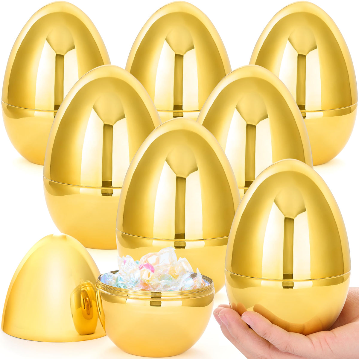 JOYIN 6-inch gold Easter egg closed, ideal for festive egg hunts.
