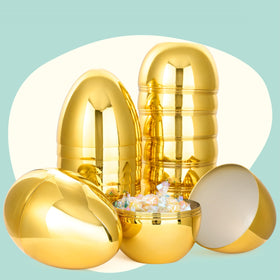 JOYIN 6-inch gold Easter egg open fillable, ready to hide treats.