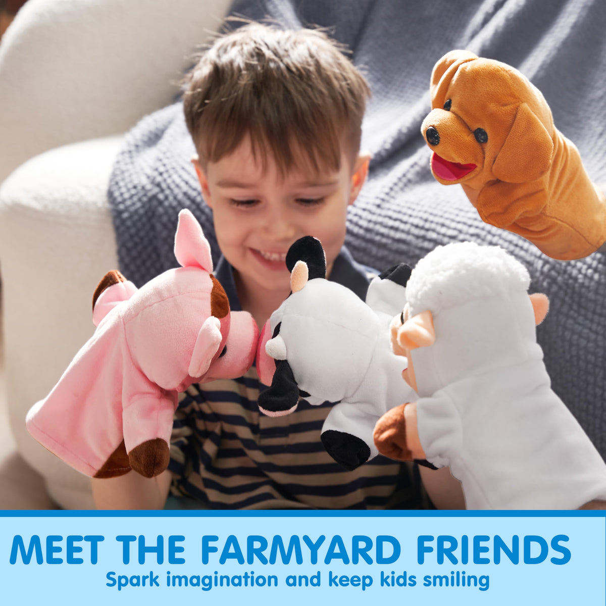 JOYIN dairy cow hand puppet for expressive dialogue during stories.