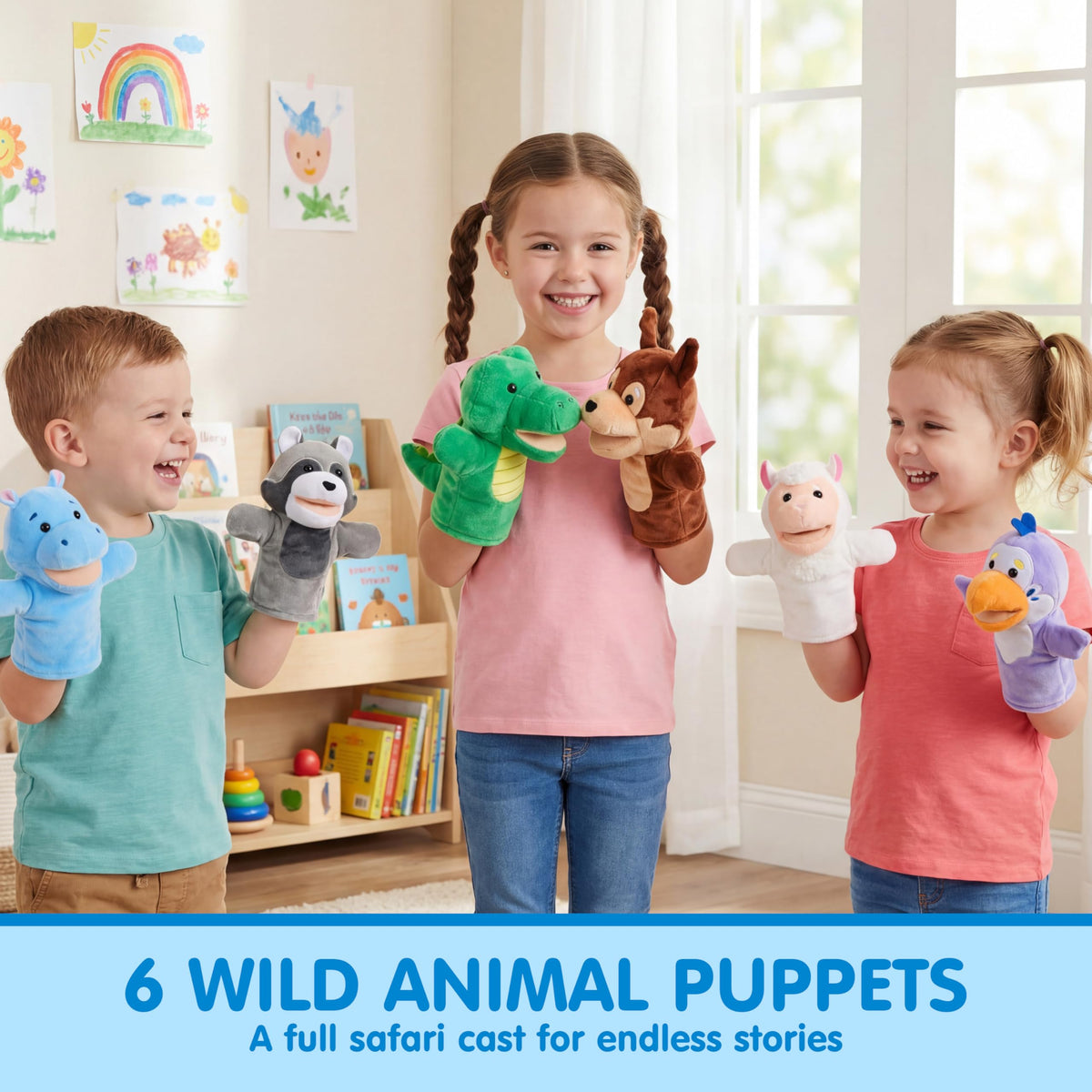 JOYIN 6 pack hand puppets for group storytelling and kids theatre.