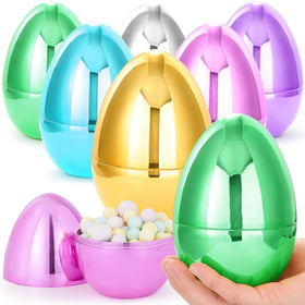 JOYIN 6pcs large metallic Easter eggs, 6-inch, vivid colors for egg hunts and decor