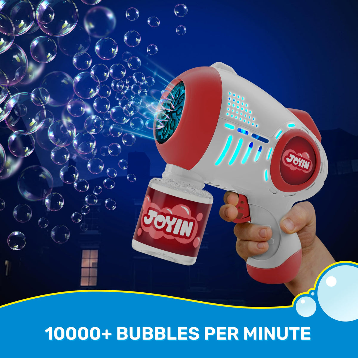JOYIN 8-hole bubble blaster streams bubbles quickly for lively play