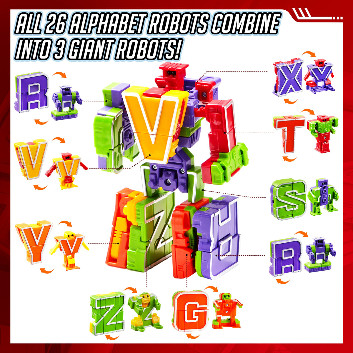 JOYIN Alphabet Robots digit detachability enables creative robot-letters play and exploration.