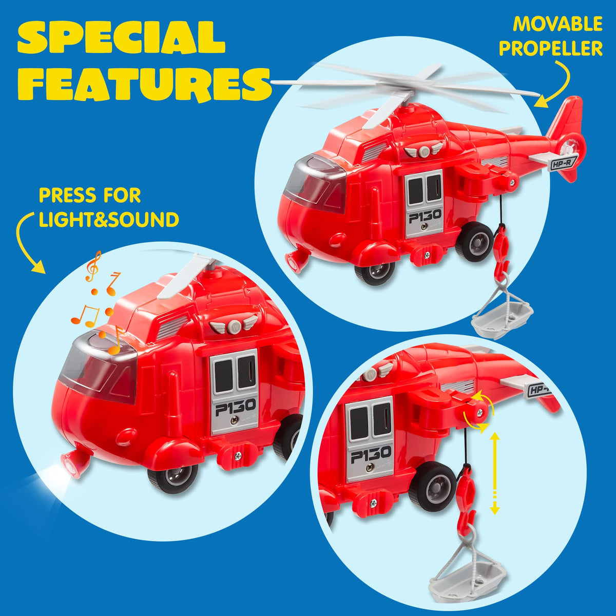 JOYIN ambulance front view demonstrates versatile rescue play with bright lights.