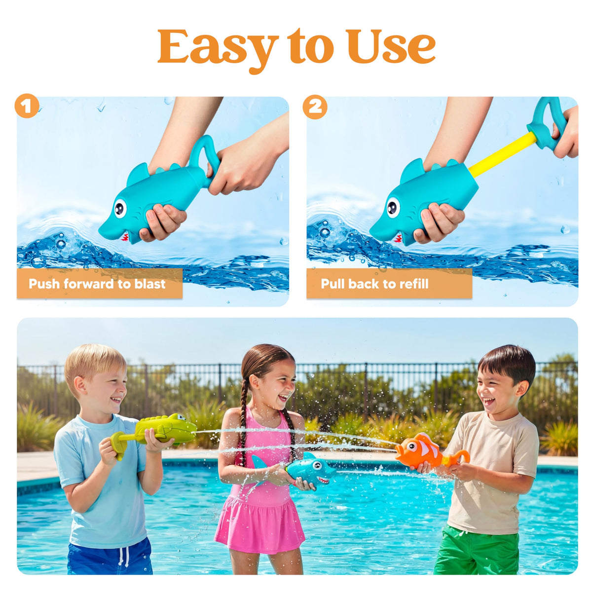 JOYIN shark water gun design, great for backyard battles and sunny beach days.
