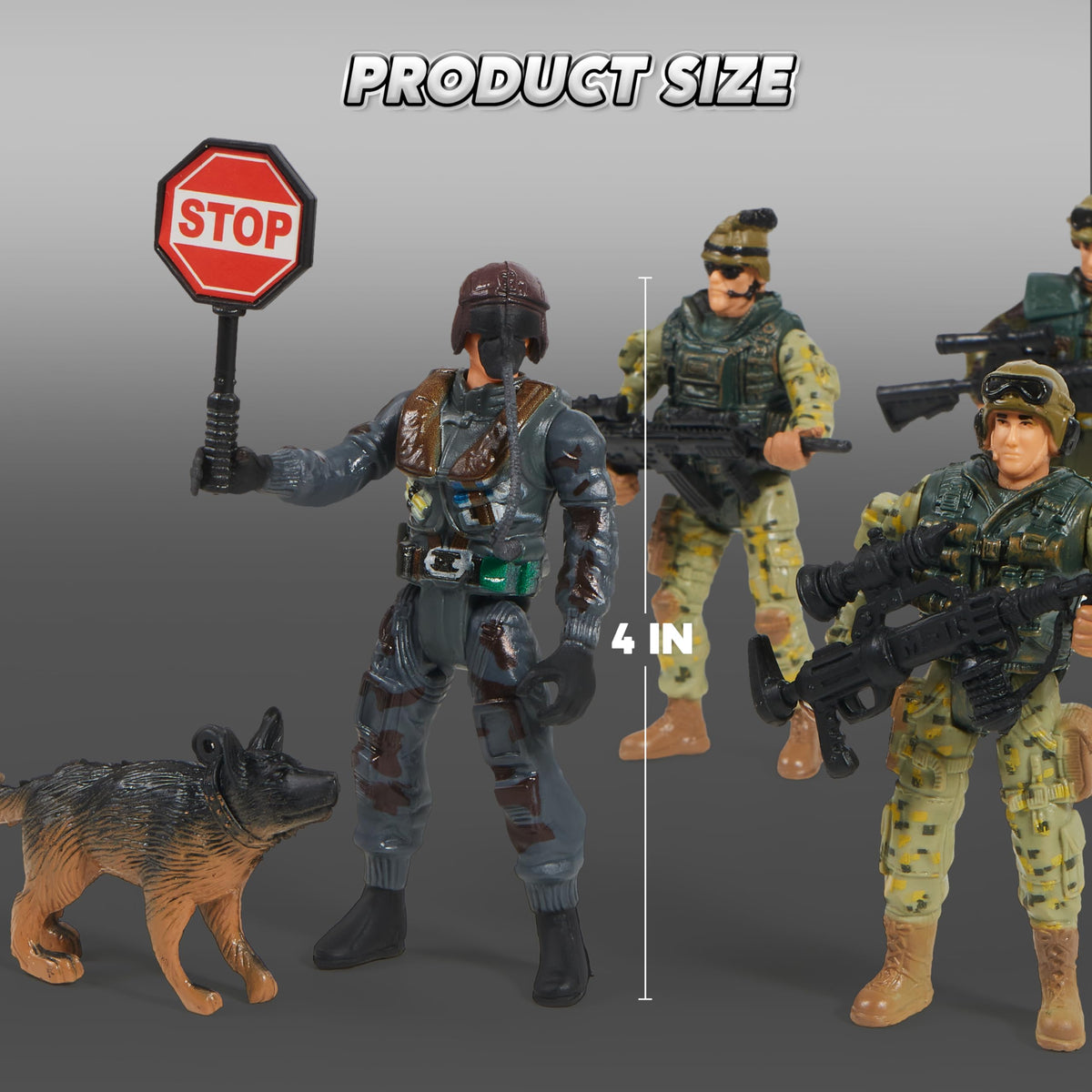 JOYIN army men stand-ready poses for scenes.