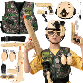 JOYIN army soldier costume vest boosts imaginative play with camo detail.