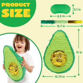 JOYIN avocado pinata cut-open sign shows where to fill with treats.
