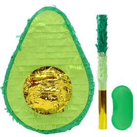 JOYIN avocado pinata with green and gold exterior for festive Cinco de Mayo decor.