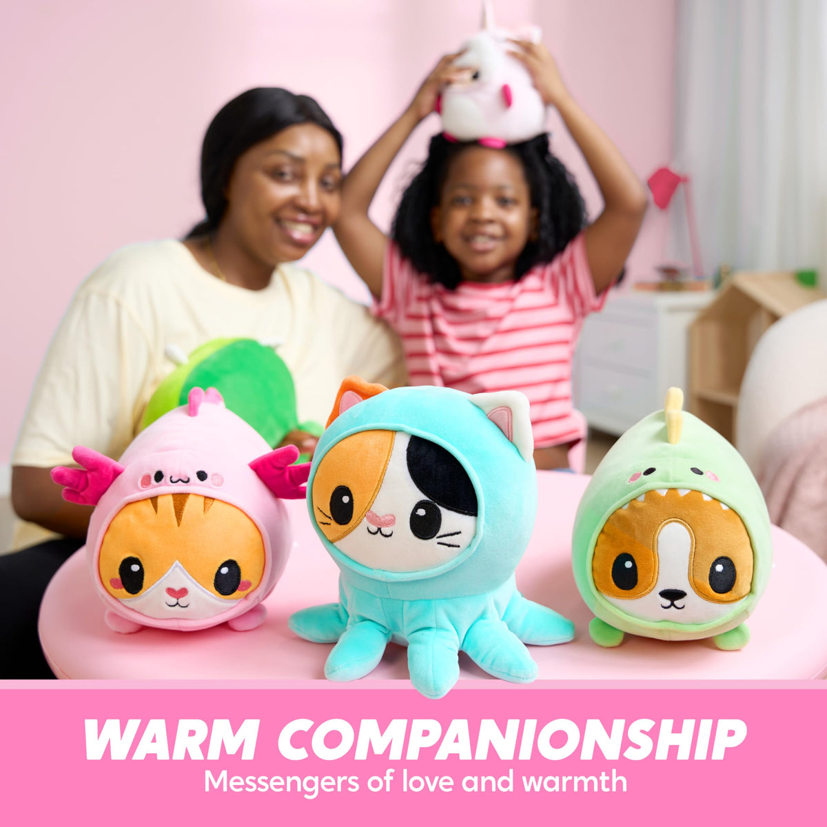 JOYIN axolotl-cat plush vacuum-packed packaging shows careful shipping and fluff restoration