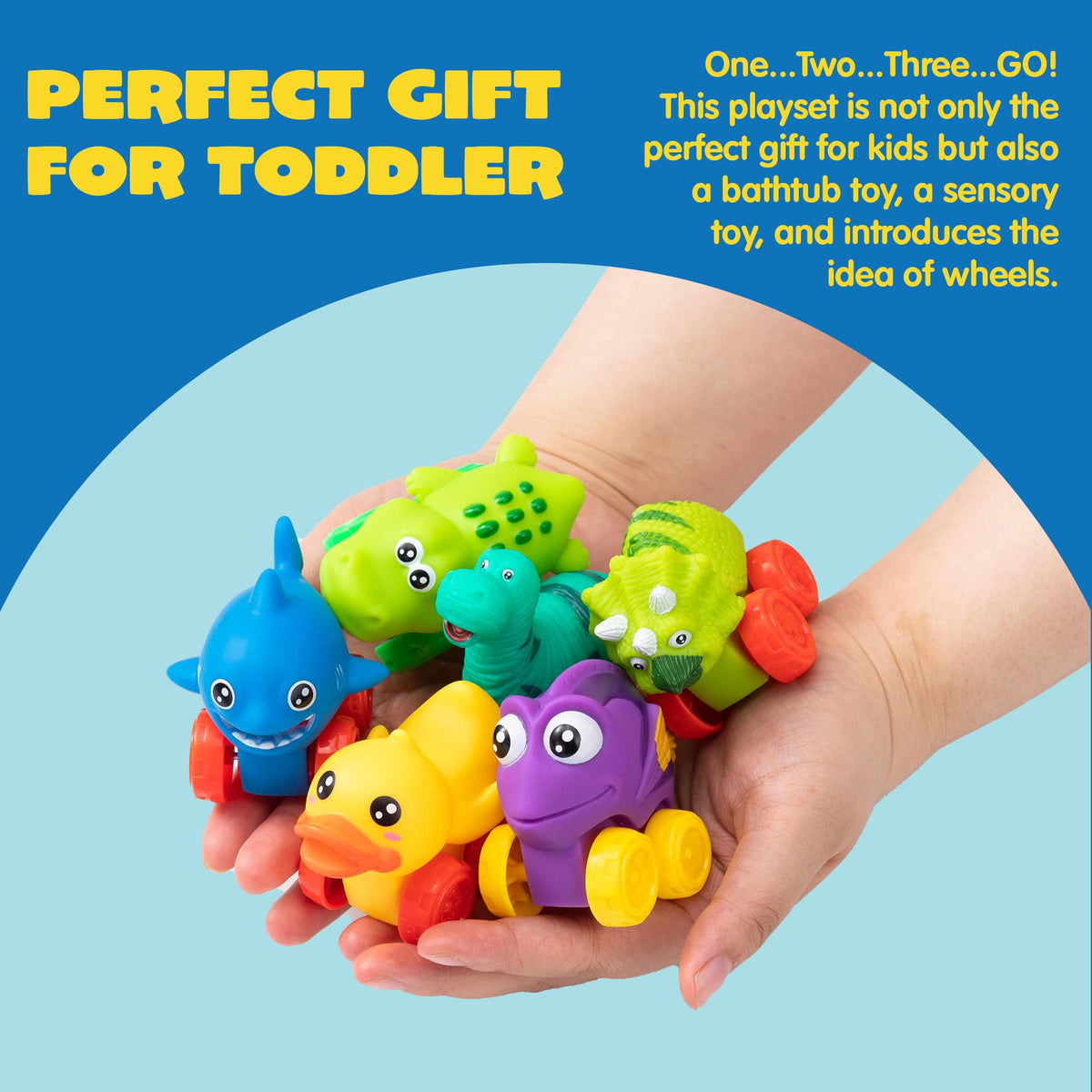 JOYIN baby-friendly rubber cars, non-toxic and easy to grip.