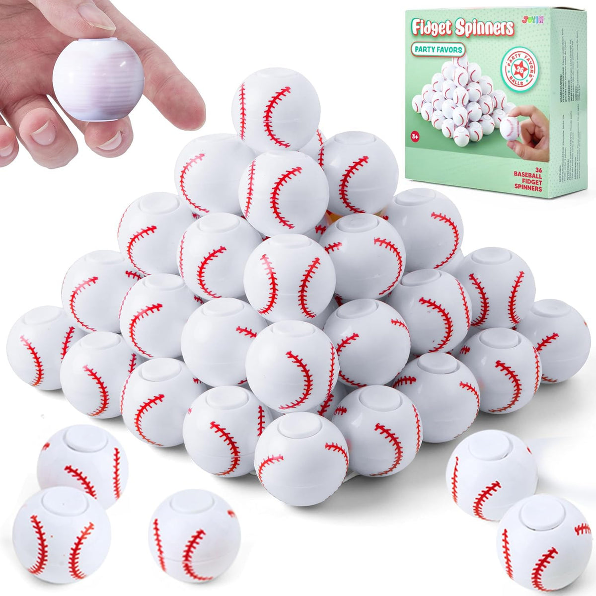 JOYIN baseball fidget spinner pack for kids, perfect party favors.