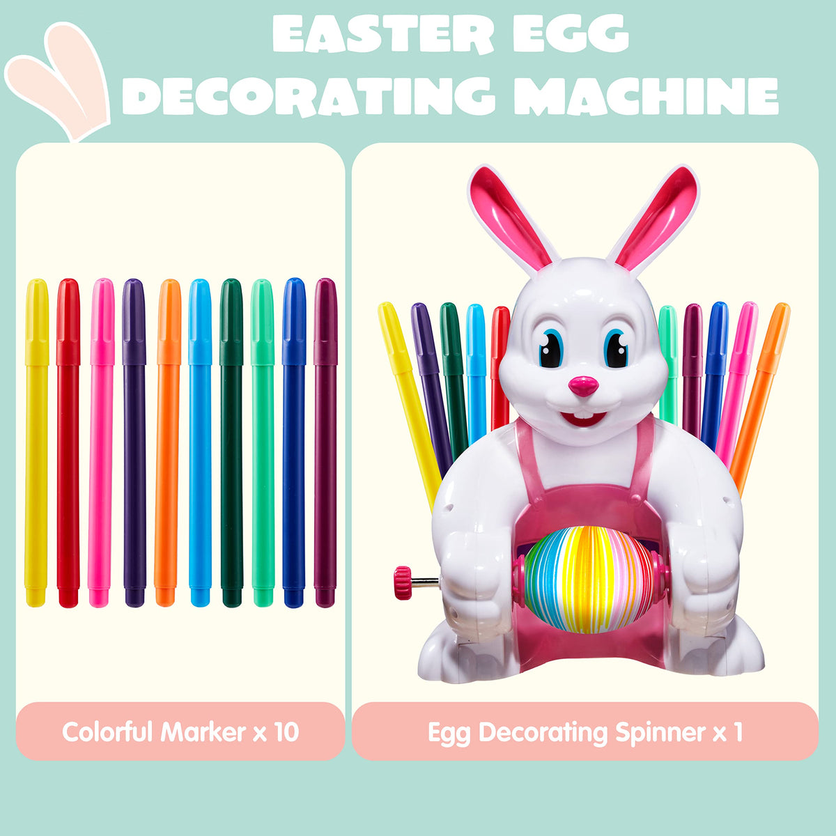 JOYIN egg spinner requires 2 AA batteries for operation.