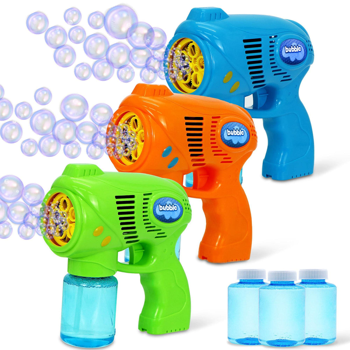 JOYIN battery-operated-bubble-guns ready to blast bubbles right away.
