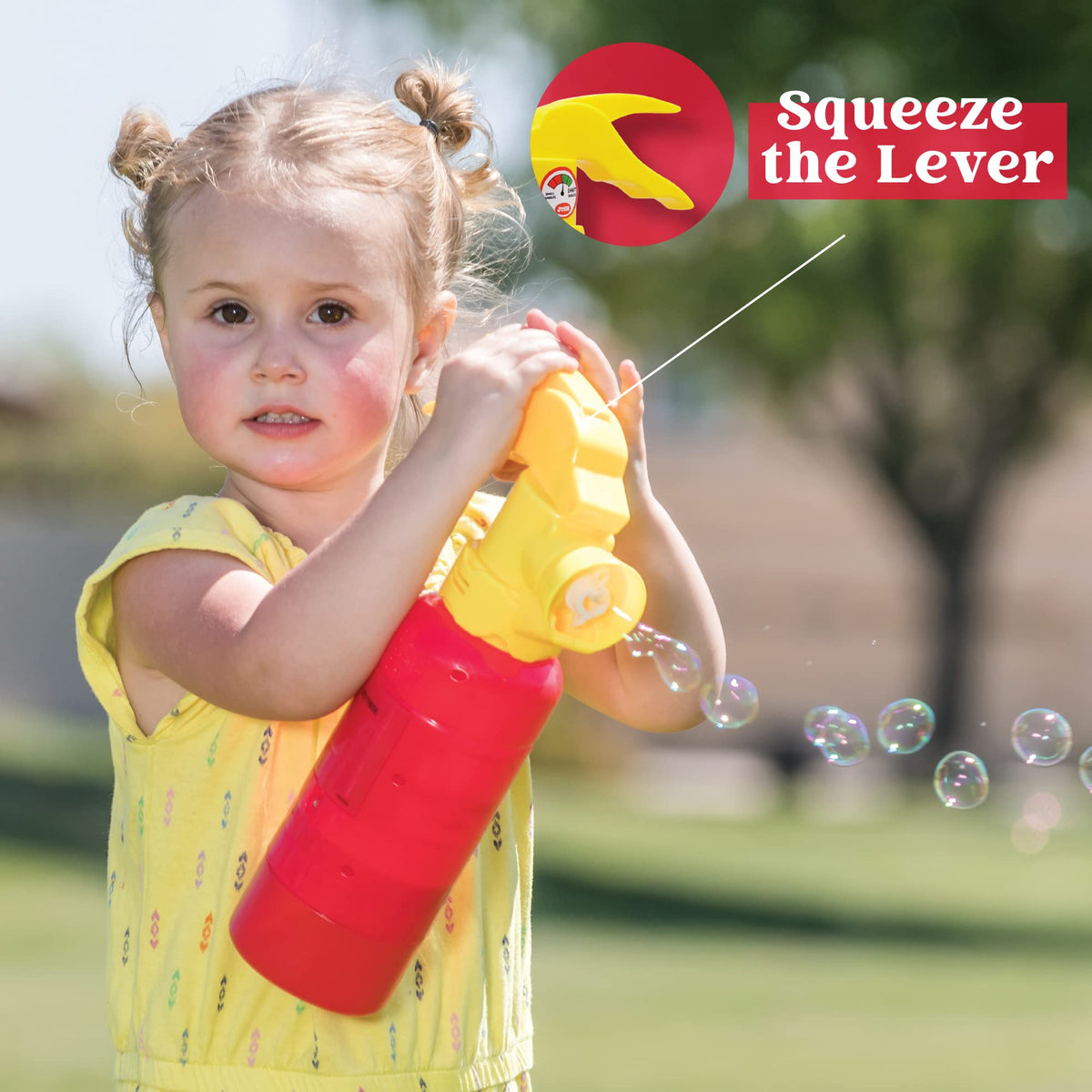 JOYIN battery-powered bubble machine requires four AA batteries.
