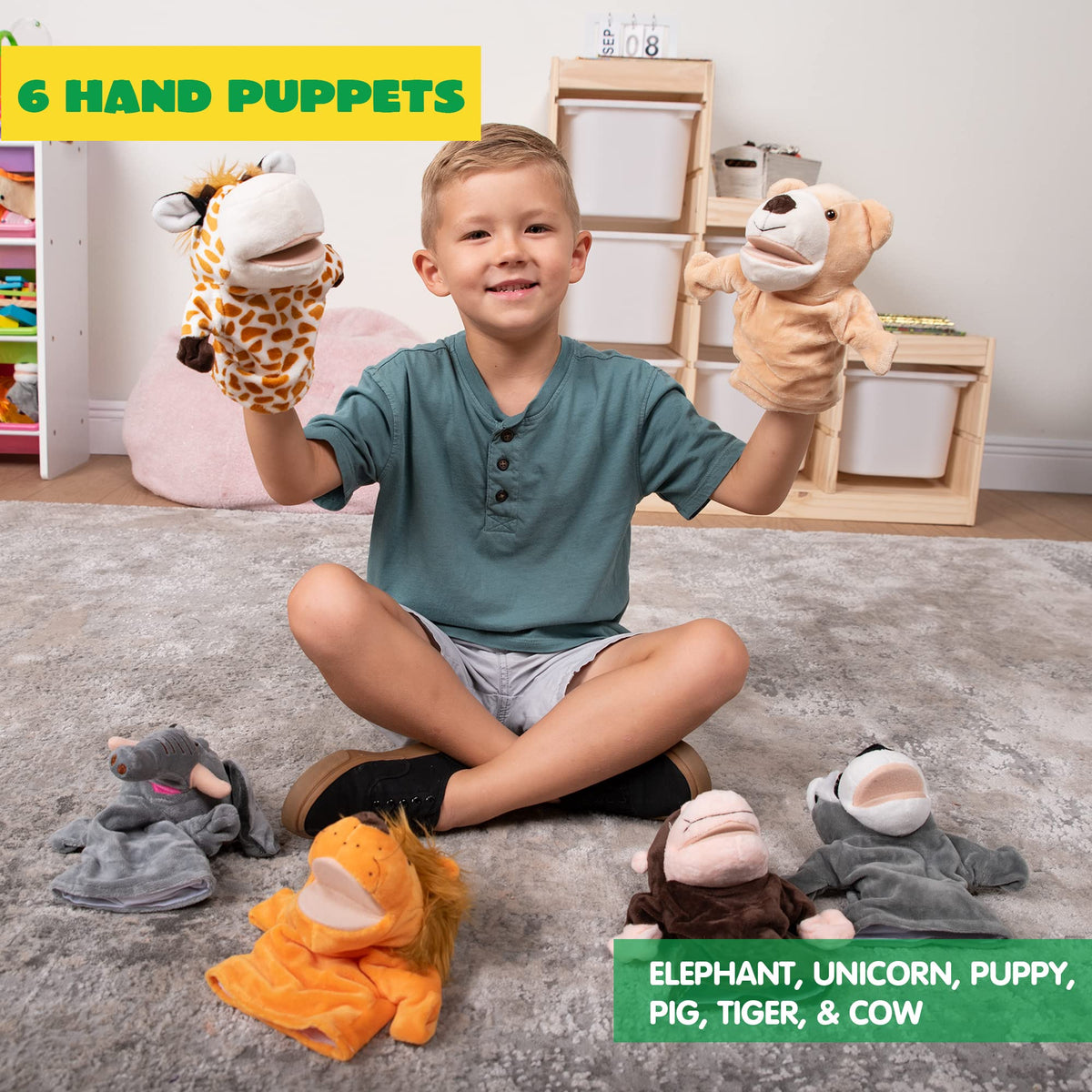 JOYIN bear puppet is soft and durable for cozy scenes.