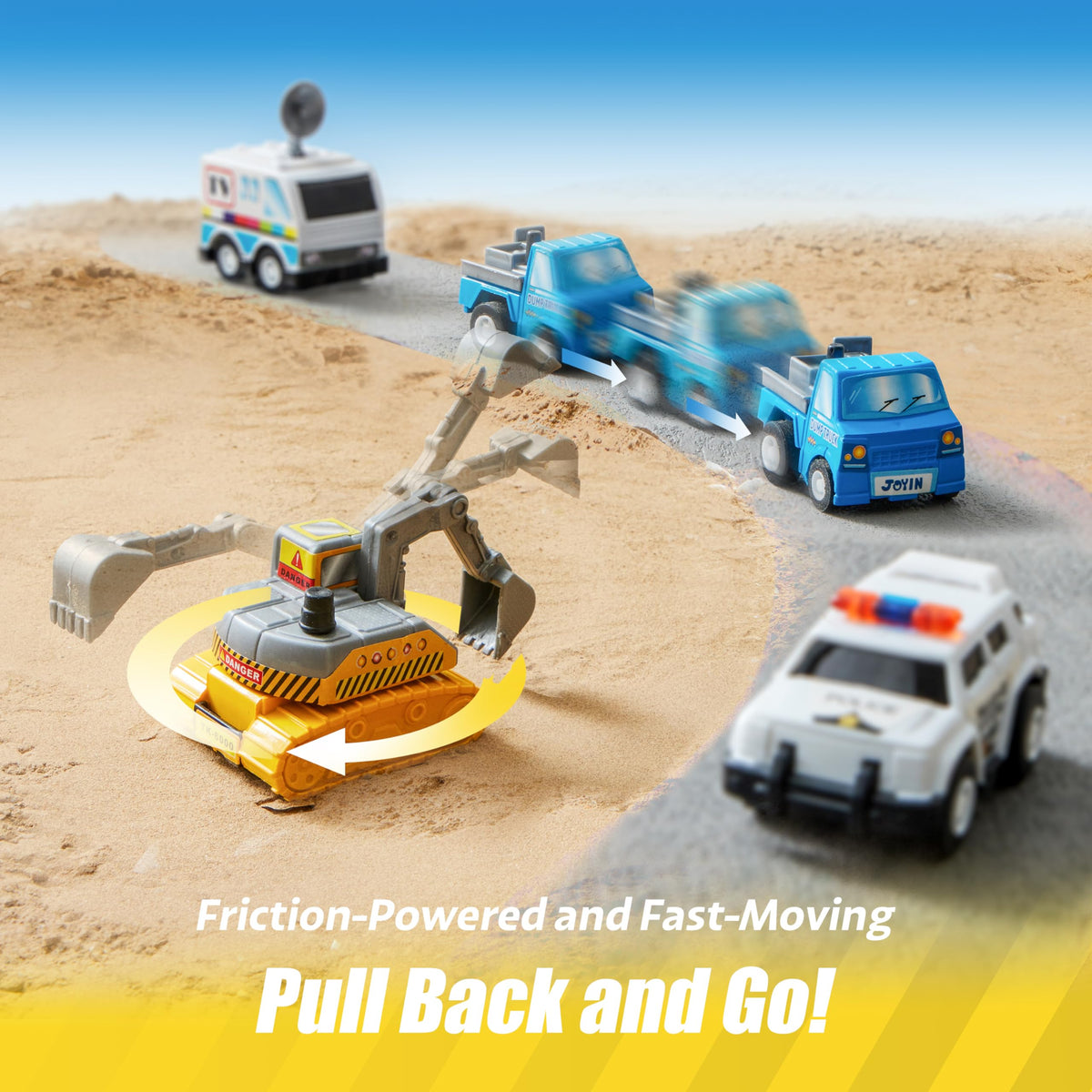 JOYIN bread truck pull-back vehicle encourages real-world role-play and conversation.